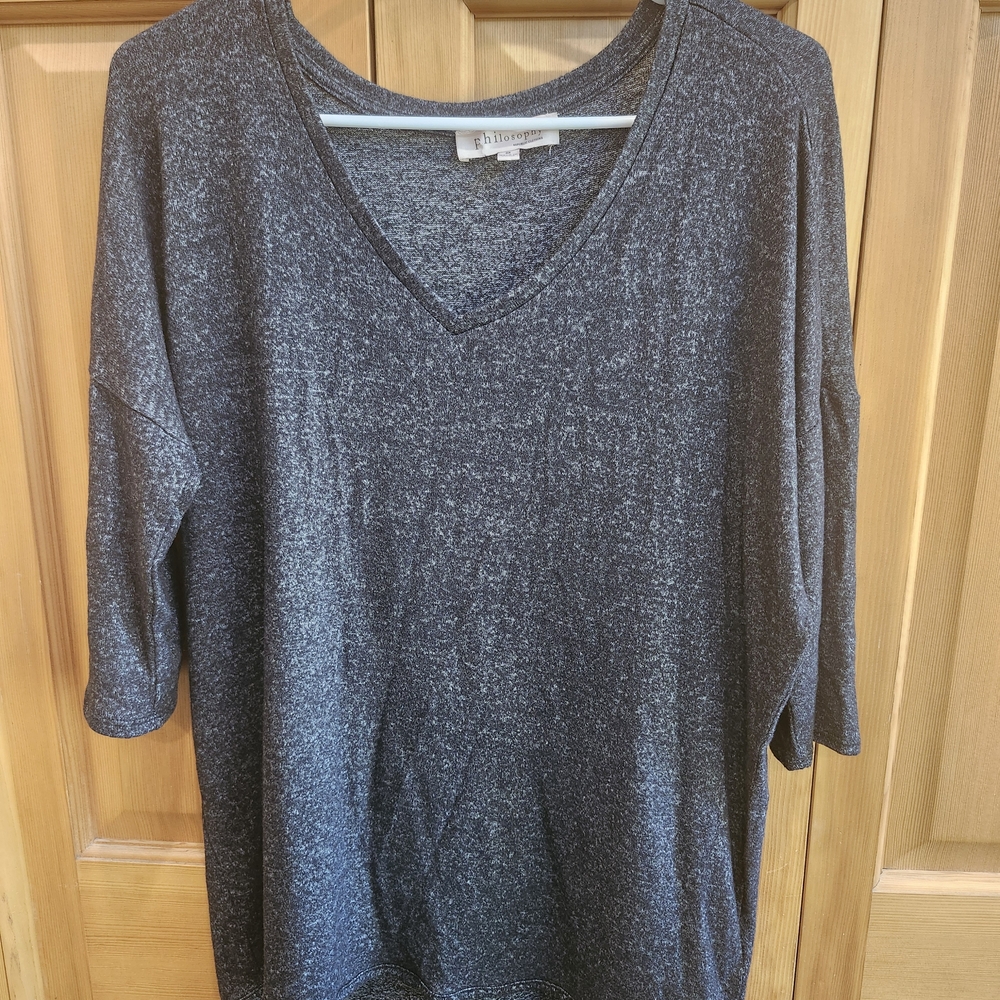 Philosophy Charcoal Gray V-Neck Blouse